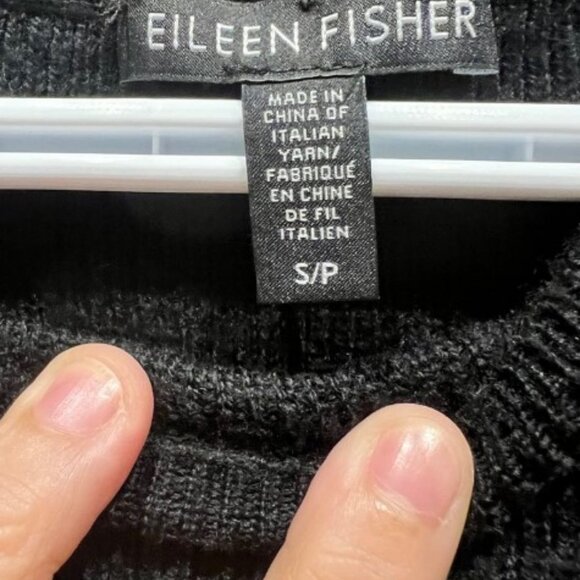 Eileen Fisher black knit tunic sweater size S - Picture 5 of 5